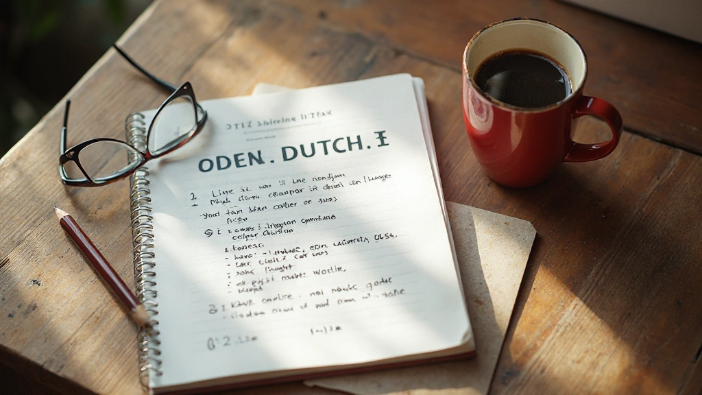Close-up van Nederlands grammaticaboek met aantekeningen op bureau